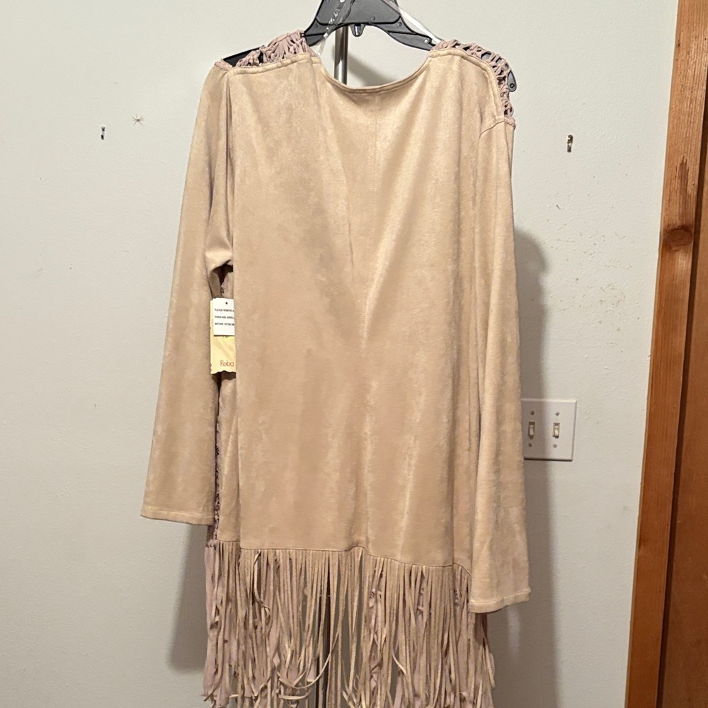 Reba Beige Fringe Knit Jacket - Picture 3 of 3